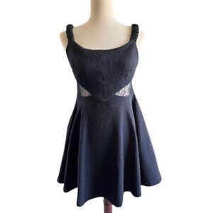 Free People Brooklyn Mini Dress Lace Insert Off Shoulder A-Line Textured Knit S